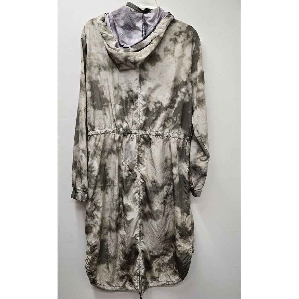 Wild Fable Tie Dye Longline Windbreaker Jacket Gray White Hooded Parka Large